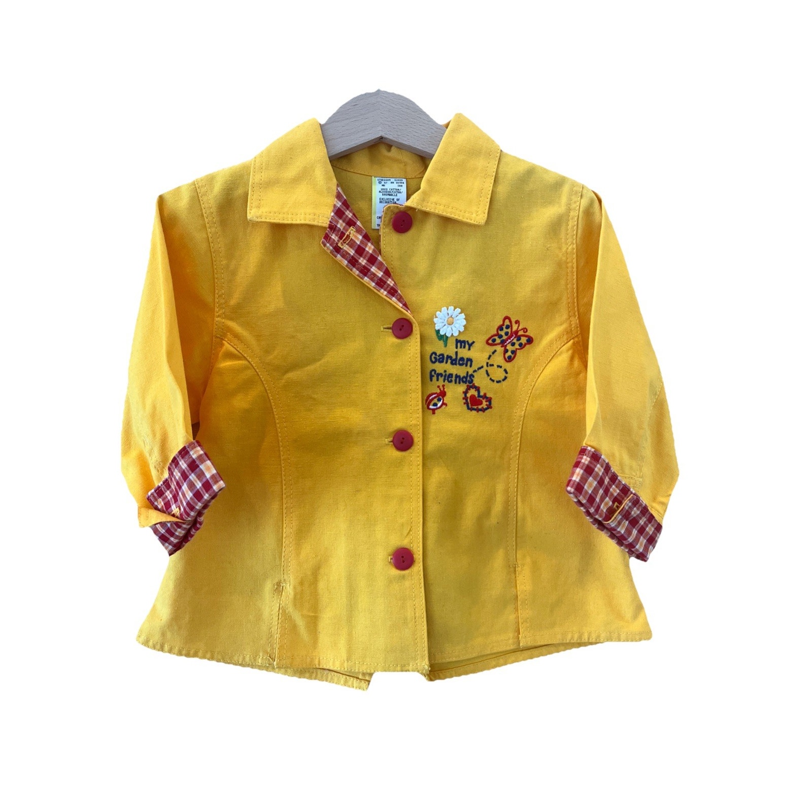 Vintage 90s Baby Togs Yellow Plaid Jacket 2t My Garden Friends Kidcore Retro 97